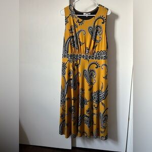 Elegant Yellow Paisley Dress